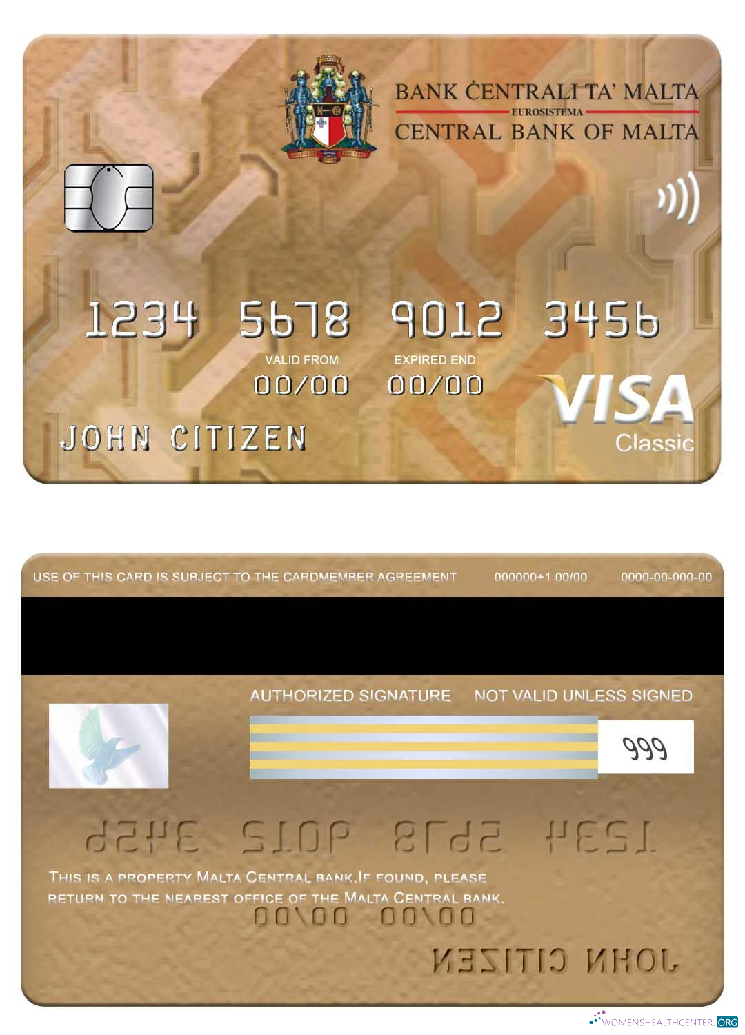 Download Malta Central Bank visa classic card Photoshop template